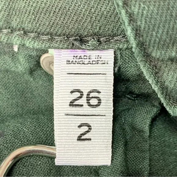 Loft Skinny Jeans Double Frayed Hem 5 Working Pockets Belt Loops Green Size 26 - Picture 11 of 14